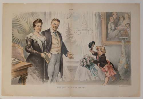 Puck Magazine cartoon of Theodore and Edith Roosevelt