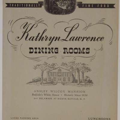 Menu cover, from the Kathryn Lawrence Dining Rooms